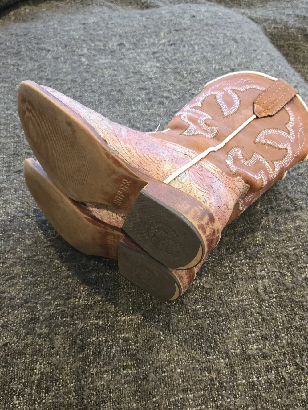 Little Girls Roper Girls Brown and Pink Embossed Western Boots Size 10